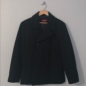 Men’s Black Pea Coat worn once!! Like new